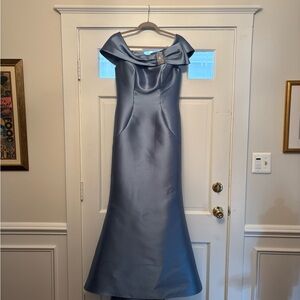 Strapless Satin Gown in Elegant Blue